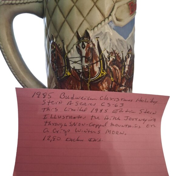 1985 Budweiser “A” Series Clydesdale Beer Stein Limited Edition Ceramarte Brazil - Picture 2 of 11